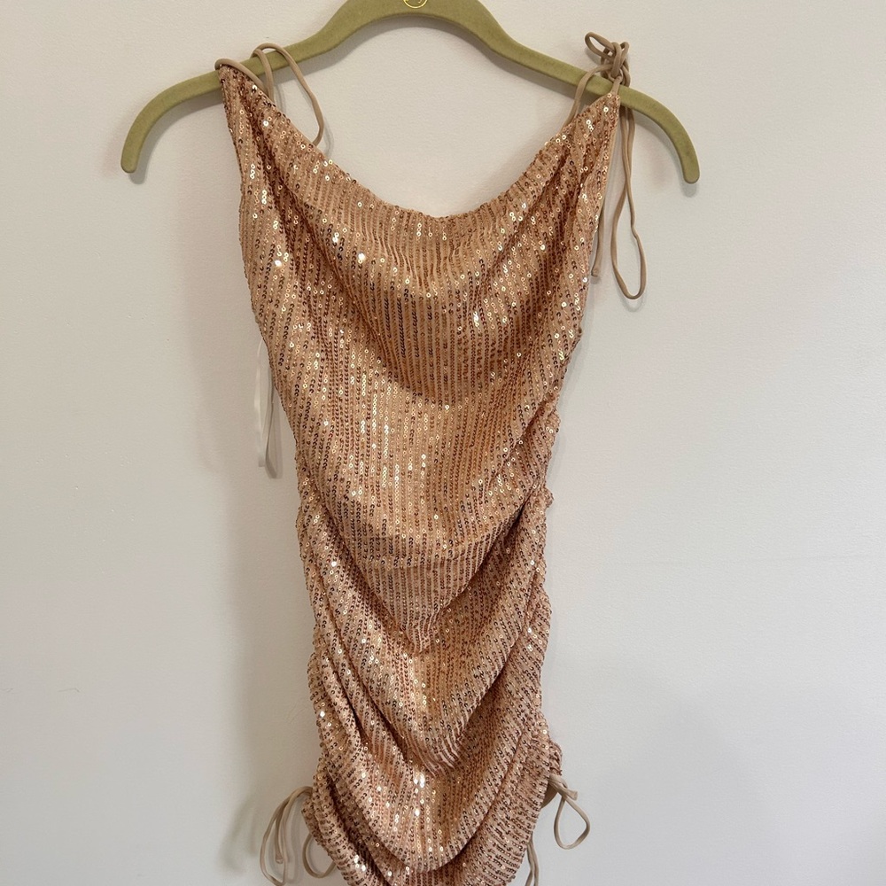 Hello Molly Elegant Sequin Dress in Champagne